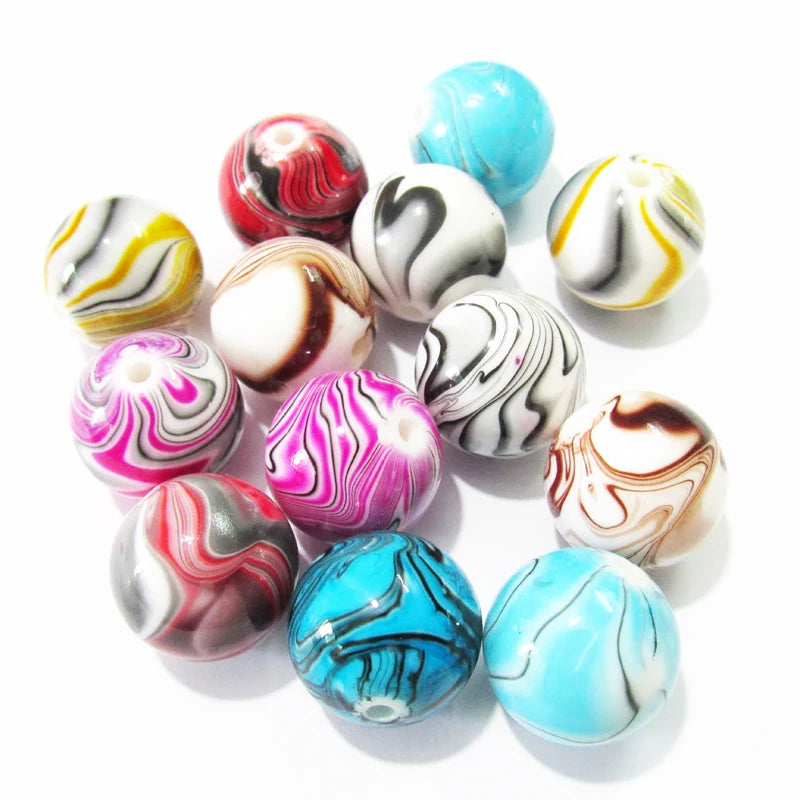 100pcs 20mm Wood Grain Beads For Chunky Kids Jewelry