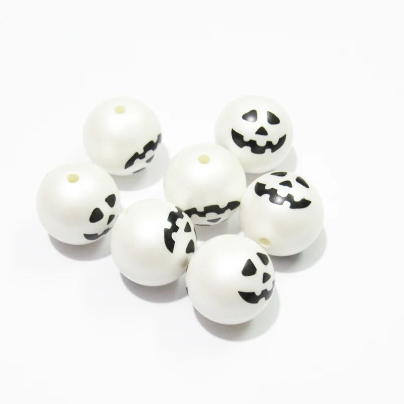 20mm Acrylic Pearl Ghost Face Beads: 100pcs Lot Chunky Halloween Necklace