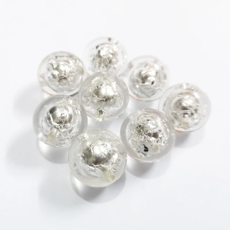 100pcs Clear Beads Inside Foil Beads for Kids Necklace/Bracelet Making