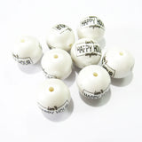 100pcs 20mm Matte Pearl Print HAPPY HOUR Beads Chunky Necklace