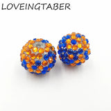 100pcs/lot Royalblue & Orange Mixed Resin Rhinestone Ball Beads