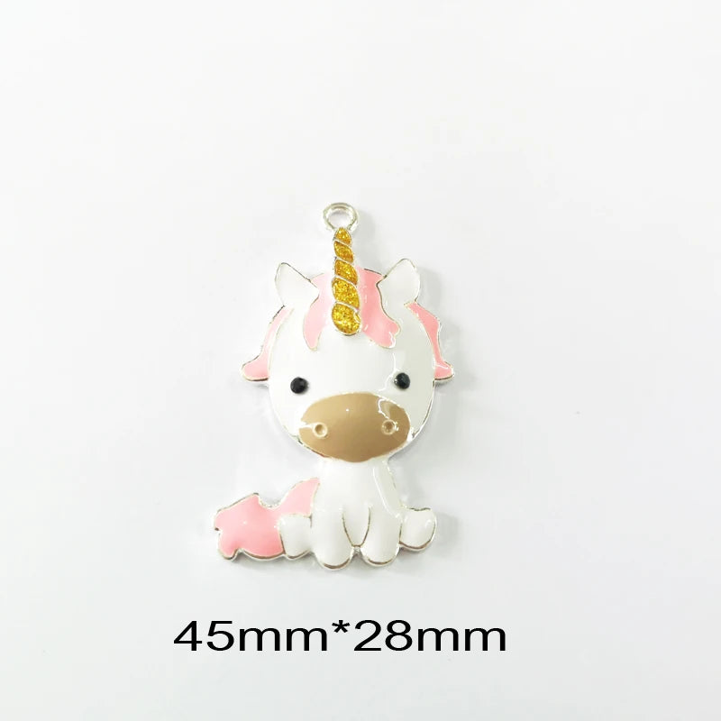 10pcs Glitter Unicorn Pendants for Chunky Necklaces