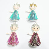 10pcs/bag Enamel Rhinestone Princess Girl Pendants For Chunky Kids Necklace