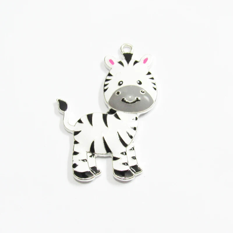 10pcs/lot Enamel Zebra Pendants For Chunky Kids Jewelry