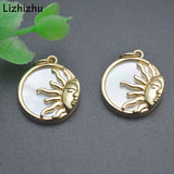 Natural Shell Sun Moon Face Charms Pendants for Jewelry Making