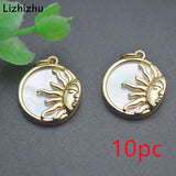 Natural Shell Sun Moon Face Charms Pendants for Jewelry Making