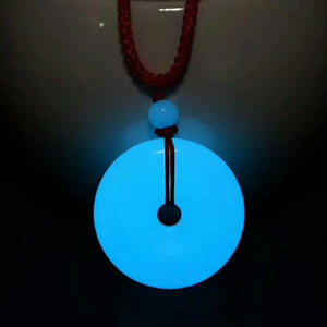 Night Light Stone Pendant Necklace Safe Buckle Sweater Chain for Women