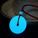Night Light Stone Pendant Necklace Safe Buckle Sweater Chain for Women