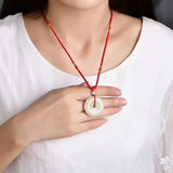 Night Light Stone Pendant Necklace Safe Buckle Sweater Chain for Women