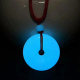 Night Light Stone Pendant Necklace Safe Buckle Sweater Chain for Women