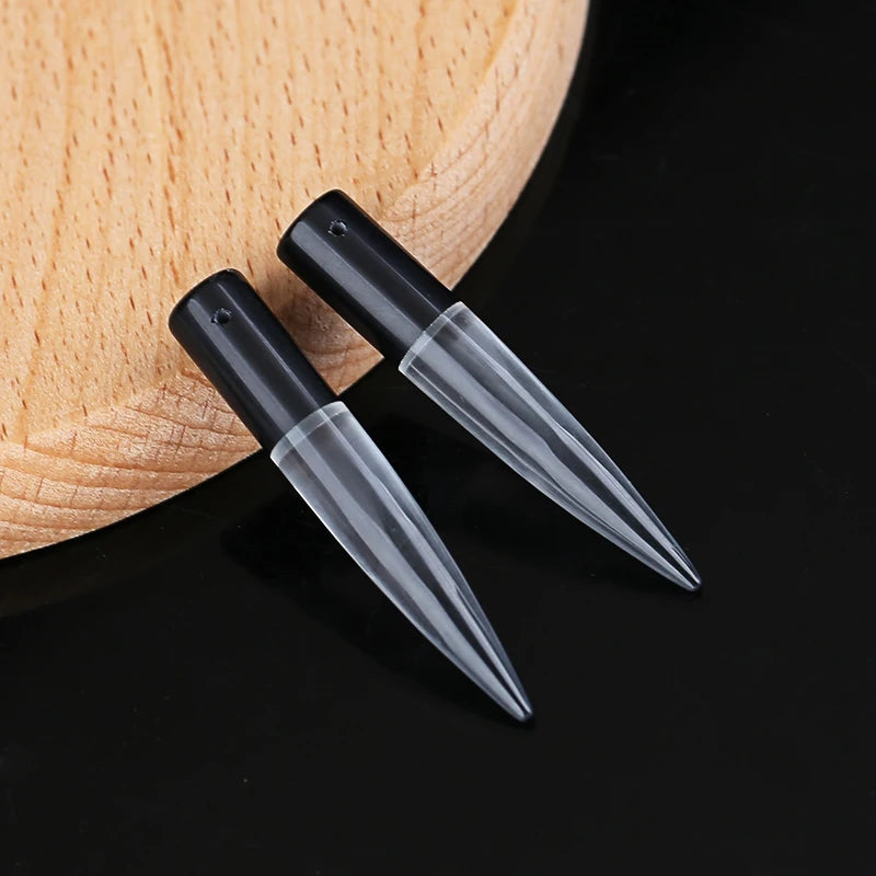 Obsidian White Quartz Intarsia Earrings Set