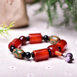 Crystal Buddha Bracelet for Men Women Cylinder Bead Hand String Lucky Jewelry