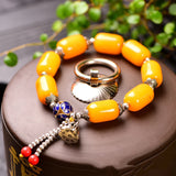 Yellow Natural Crystal Bracelet Bead With Roasted for Women