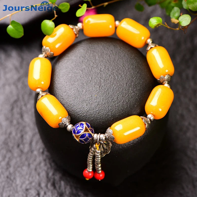 Yellow Natural Crystal Bracelet Bead With Roasted for Women