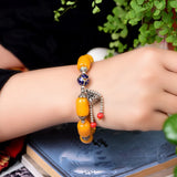 Yellow Natural Crystal Bracelet Bead With Roasted for Women