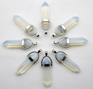 Opal Natural Stone Crystal Pillar Necklace Pendant