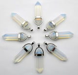Opal Natural Stone Crystal Pillar Necklace Pendant