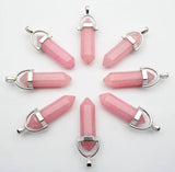 Opal Natural Stone Crystal Pillar Necklace Pendant