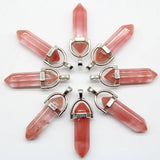 Opal Natural Stone Crystal Pillar Necklace Pendant