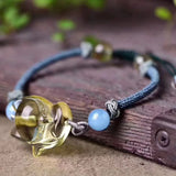 Yellow Crystal Bracelet Hand Waved Bead Fox Bracelet for Women