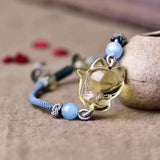 Yellow Crystal Bracelet Hand Waved Bead Fox Bracelet for Women
