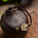Yellow Crystal Bead Bracelet with Fox Charm for Women