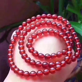 Red Garnet Stone Bracelet 5mm Round Beads Multilayer Jewelry