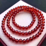 Red Garnet Stone Bracelet 5mm Round Beads Multilayer Jewelry