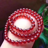 Red Garnet Stone Bracelet 5mm Round Beads Multilayer Jewelry