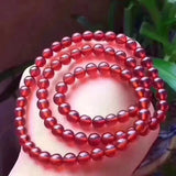 Red Garnet Stone Bracelet 5mm Round Beads Multilayer Jewelry