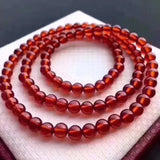 Red Garnet Stone Bracelet 5mm Round Beads Multilayer Jewelry