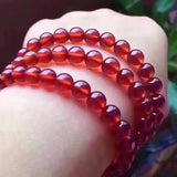 Red Garnet Stone Bracelet 5mm Round Beads Multilayer Jewelry