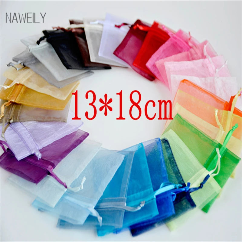 Organza Bags 13*18cm, Jewelry Packaging Pouches, Wedding Gift Bags, 100pcs/lot