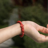 Purple Golden Sand Natural Cinnabar Bracelets with Pixiu for Women