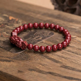 Purple Golden Sand Natural Cinnabar Bracelets with Pixiu for Women