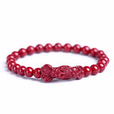 Purple Golden Sand Natural Cinnabar Bracelets with Pixiu for Women