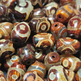 Oval Agate Stone Tibet 3 Eyes Totem Dzi Beads