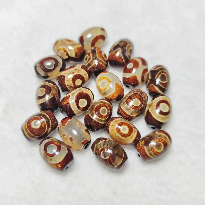 Oval Agate Stone Tibet 3 Eyes Totem Dzi Beads