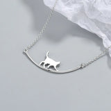 925 Silver Smile Cat Choker Necklace for Women