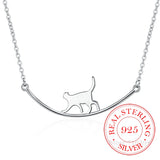 925 Silver Smile Cat Choker Necklace for Women