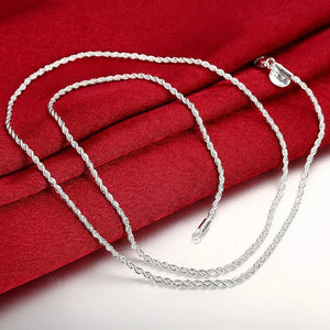 Silver 3MM Rope Chain 925 Sterling Silver Necklace