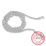 Silver 3MM Rope Chain 925 Sterling Silver Necklace