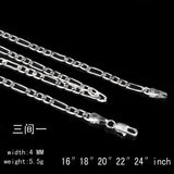 Unisex 925 Sterling Silver Chain Necklace 4MM