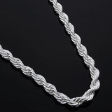 Unisex 925 Sterling Silver Chain Necklace 4MM Rope Chain