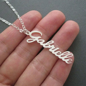 Personalized 18k Plated Name Necklace Vertical Pendant