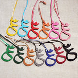 Arabic Letter Keychain Backpack Pendant Natural Leather Bag Charm