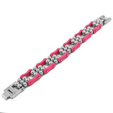 Pink Bicycle Chain Steel Balls Bracelet for Women