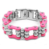 Pink Bicycle Chain Steel Balls Bracelet for Women