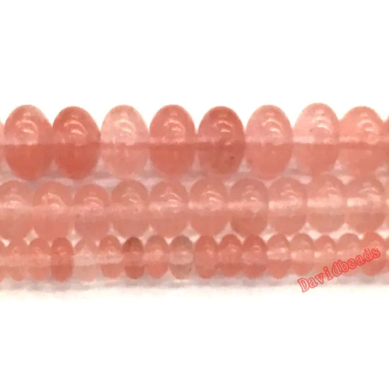 Pink Cherry Quartz Beads Natural Stone Spacer Rondelle Beads For Jewelry Making
