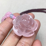 Pink Chalcedony Peony Flower Necklace Sweater Chain Crystal Jewelry